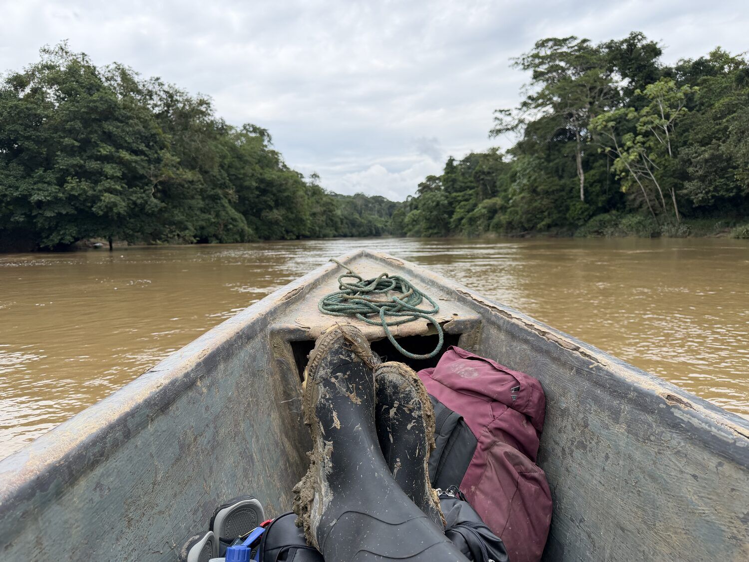 On the river by dugout canoe